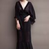 ELENA SAVÓ evening black elegant dress with hood
