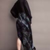 ELENA SAVÓ evening black elegant dress with print back
