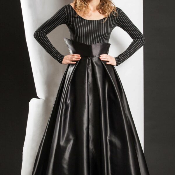 ELENA SAVÓ GLOSSY FABRIC MIDI SKIRT